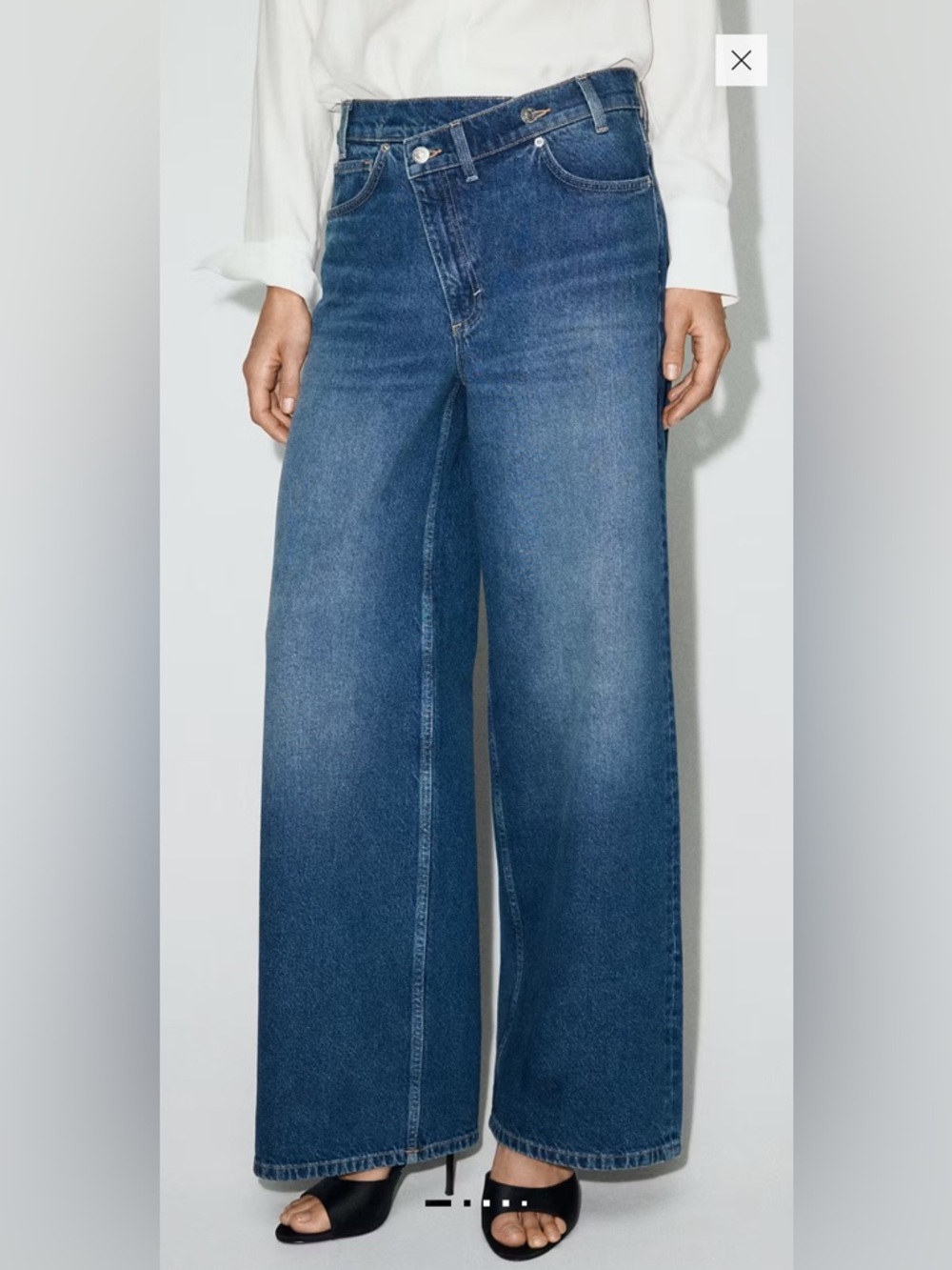 NWT Mango Wide-leg mid-rise jeans with a crossover waistband